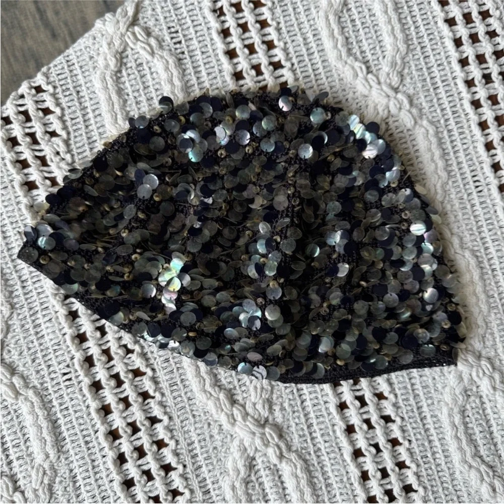 Vintage Black Sequin Hat - Picture 9 of 13